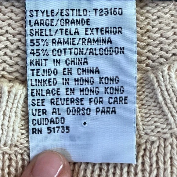 Americana American Flag Short Sleeve Knit Sweater Beige Crew Neck Grandmacore - Picture 2 of 12